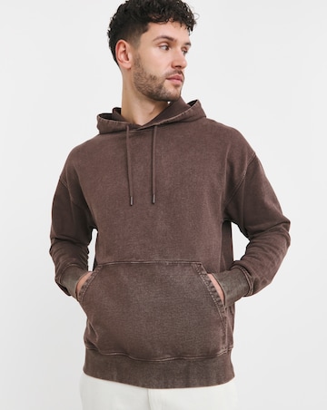 Garment Dyed Relaxed Fit Overhead Hoodie- Chocolate
