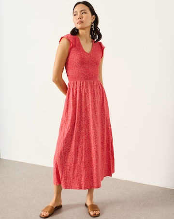FatFace Demi Coral Jersey Midi Dress