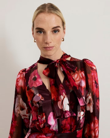 Phase Eight Eleini Floral Tie Neck Midi Dress