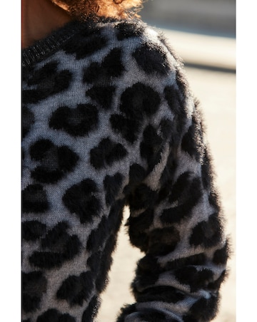 Sosandar Fluffy Animal Jacquard Metallic Off The Shoulder Jumper