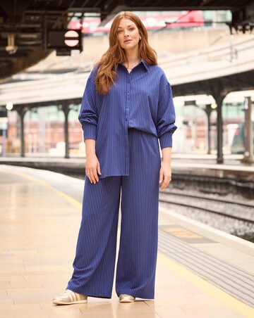 Stripe Drawstring Wide Leg Trouser