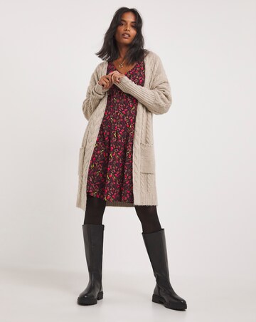 3/4 Sleeve Bubble Crepe Tea Dress