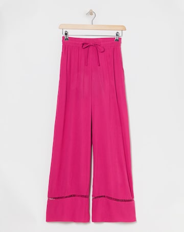 Raspberry Crinkle Shirred Waist Wide Leg Trousers