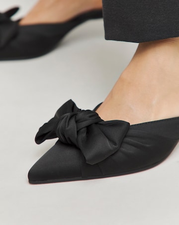 Tia Pointed Bow Kitten Heel Mules - Extra Wide Fit (EEE)