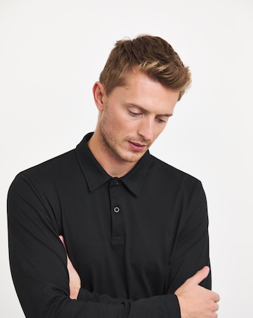 Long Sleeve Jersey Polo- Black