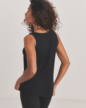 Pretty Secrets (2 Pack) Thermal Vest Tops Black/Oatmeal