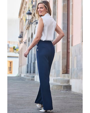 Sosandar Button Detail Wide Leg Trouser