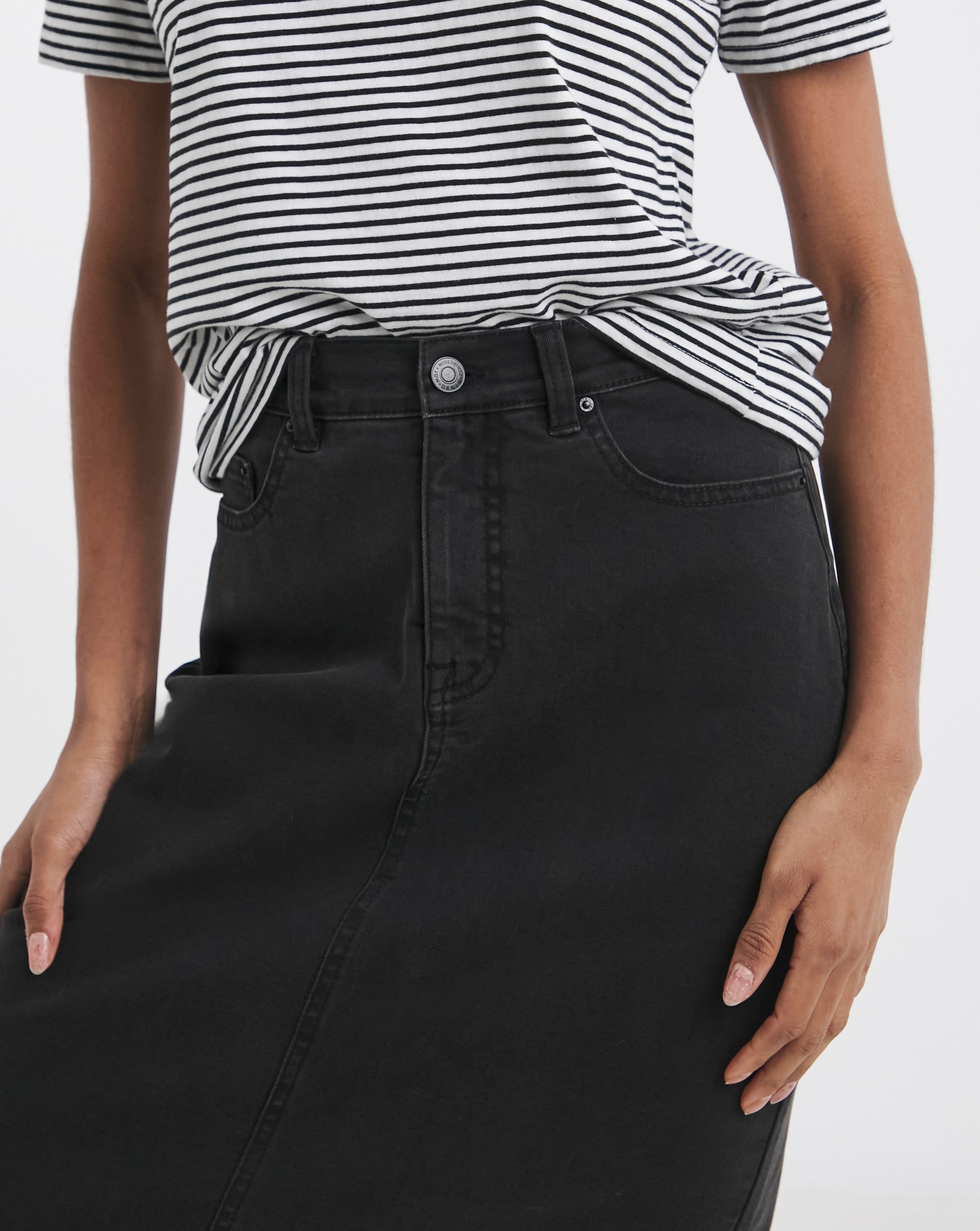 24/7 Black Maxi Denim Skirt | JD Williams