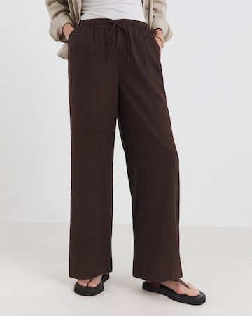 Chocolate Linen Mix Wide Leg Trouser