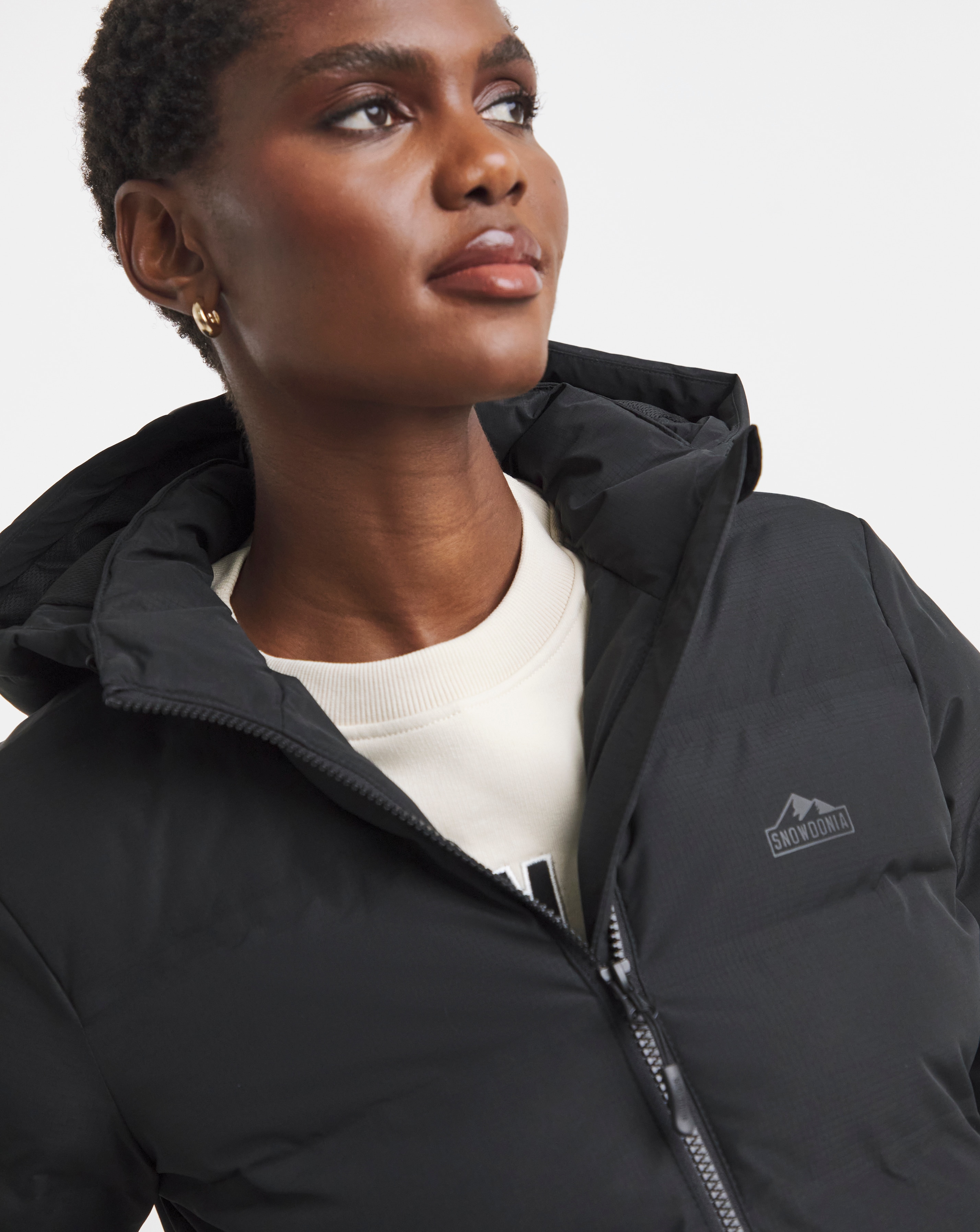 Snowdonia Black Showerproof Long Padded Jacket | JD Williams