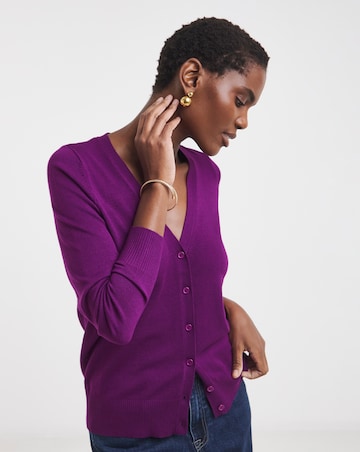 Purple V Neck Cardigan
