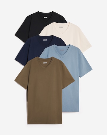 5 Pack Pure Cotton V Neck T-Shirts Long Length