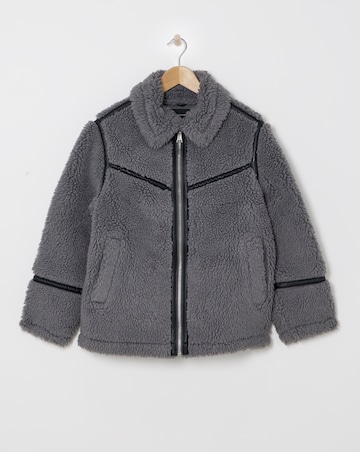 Charcoal Teddy Aviator Jacket