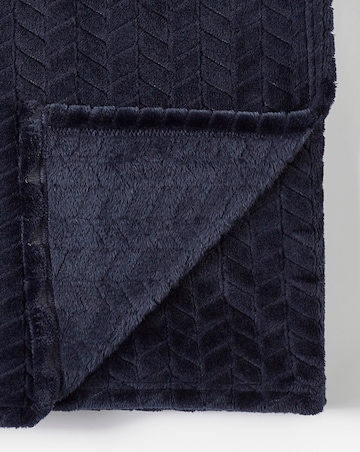 Embossed Jacquard Fleece Throw - Navy
