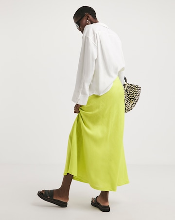 Zesty Lime Linen Mix Bias Cut Slip Skirt
