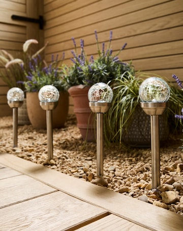 Crackle Ball Colour Changing Solar Stake Lights Set of 4