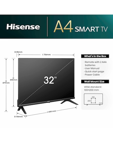 Hisense 32in 32A4NTUK Smart Full HD LED Freeview TV