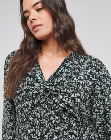 Ditsy Print Supersoft Knot Front Skater Dress