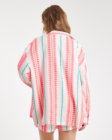 Beach to Beach Jacquard Stripe Beach Shirt and Shorts Co ord