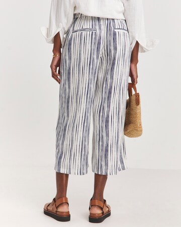 Printed Stripe Linen Mix Wide Leg Culottes
