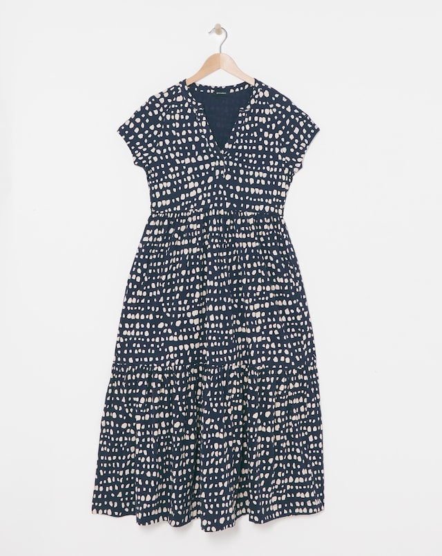 Notch Neck Jersey Smock Midaxi Dress