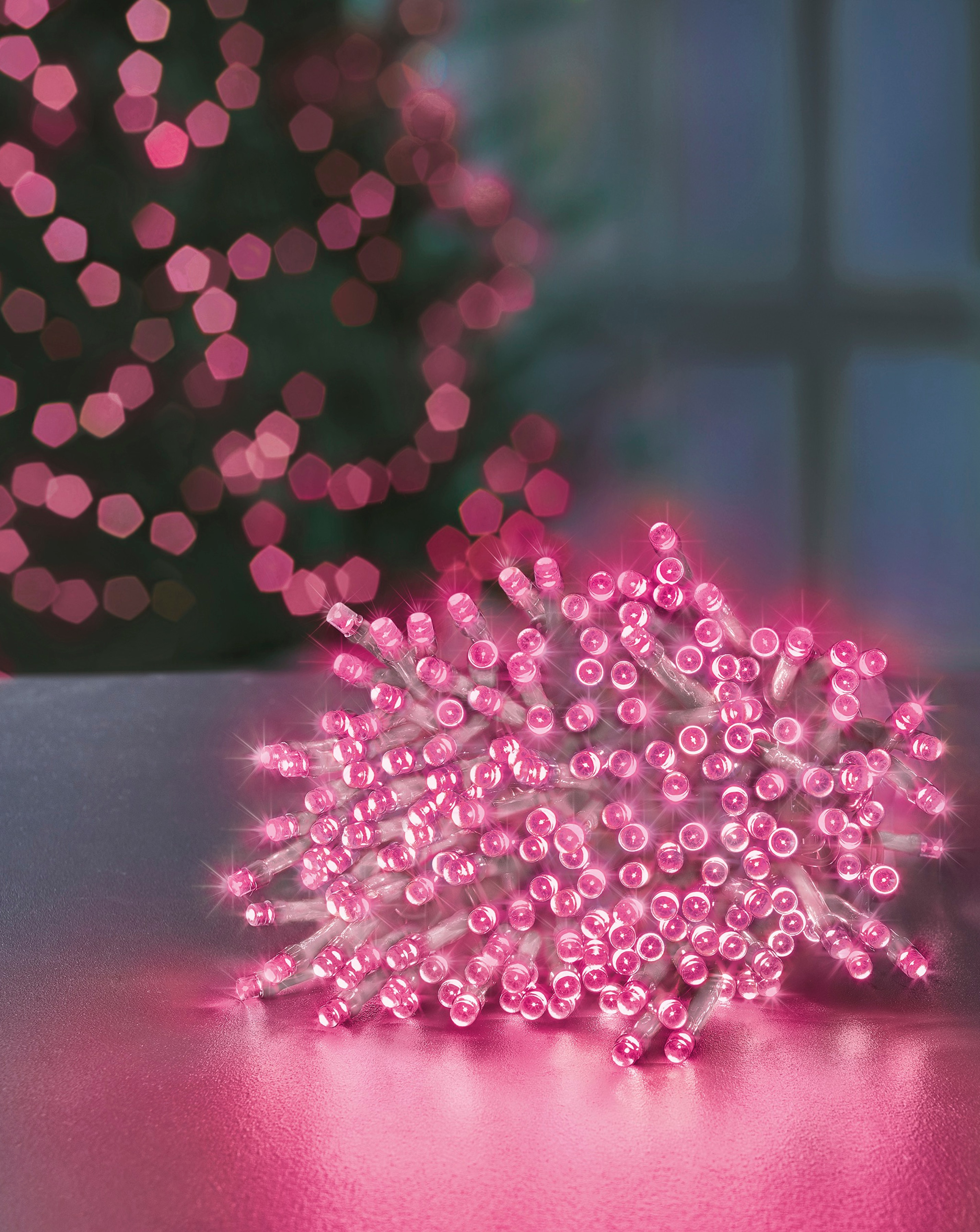 Pink LED String Lights With Clear Cable