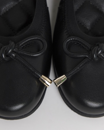 Heavenly Soles Zuri Elasticated Topline Ballerinas With Bow - Wide Fit (E)