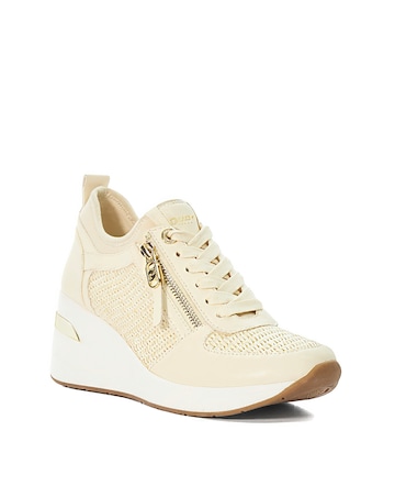 Dune Natural Eilin Wedge Lace-Up Trainers