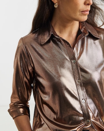 Foiled Button Front Shirt