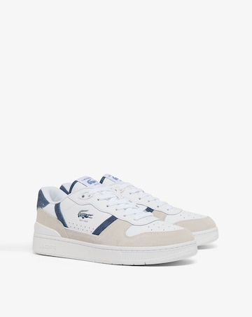 Lacoste T-Clip Set Leather Trainer - White/Dark Blue