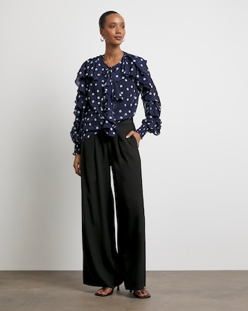 Joanna Hope Crinkle Chiffon Ruffle Blouse