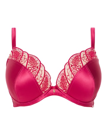 Joanna Hope Satin & Embroidery Underwired Padded Plunge Bra B-F