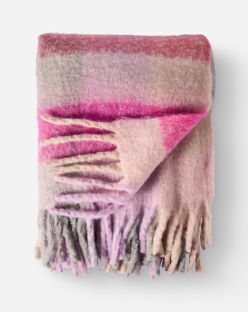 Mila Check Faux Mohair Throw - Pink