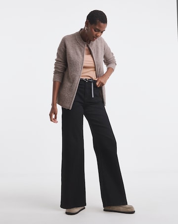 Mocha Zip Through Pocket Cardigan