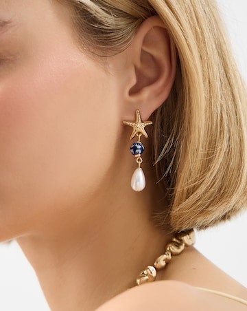Accessorize Starfish Pearl Drop Earrings