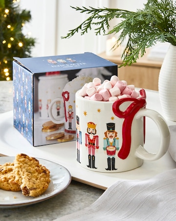Nutcracker Print Mug with Bow