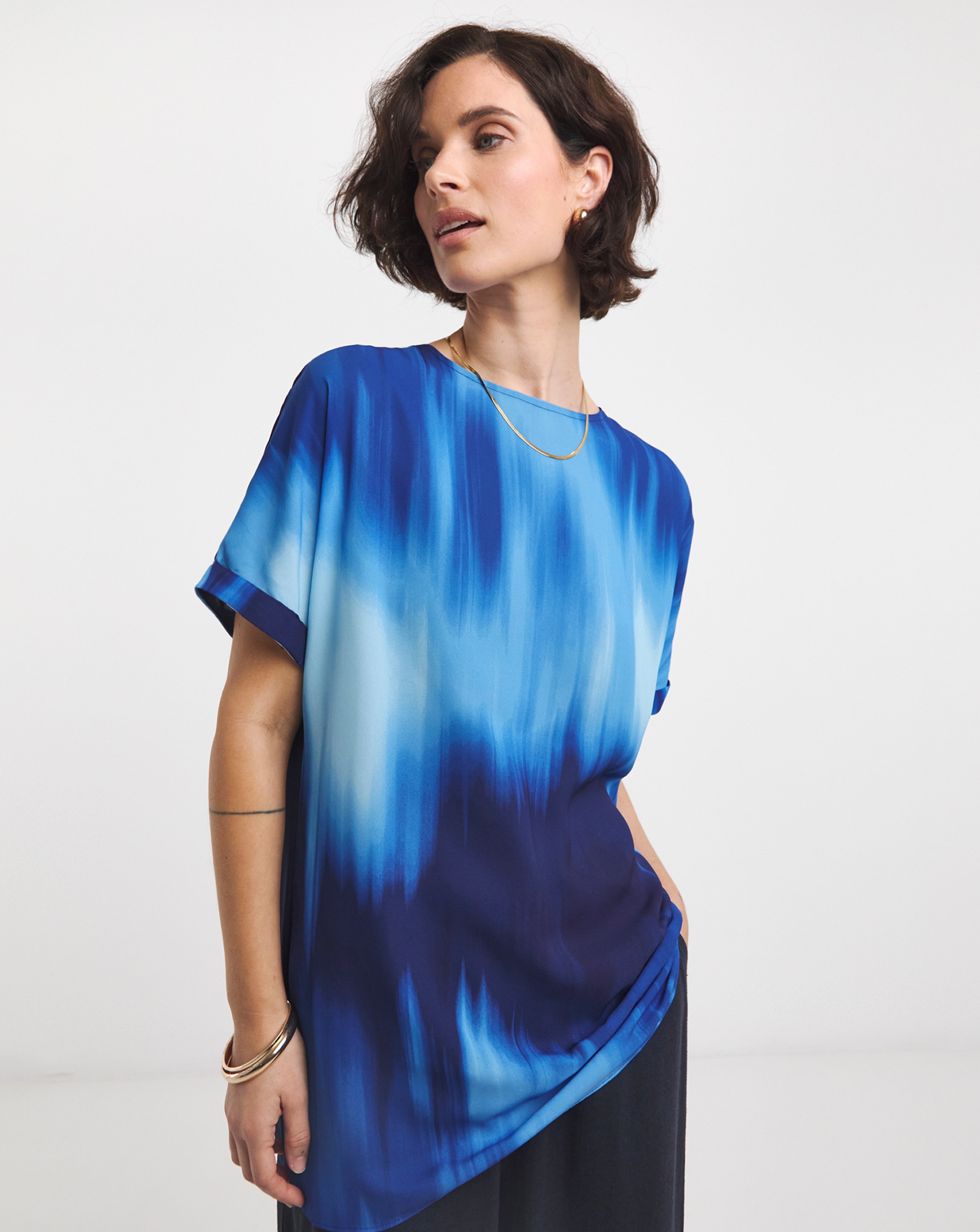 Woven Short Sleeve Boxy Top