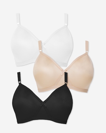 Pretty Secrets (3 Pack) Full Cup Non Wired Bras (B-E Black/White/Almond