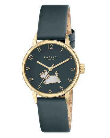 Radley Gold Leather Strap Watch, Gold Plated Earring Pair & Tray Set