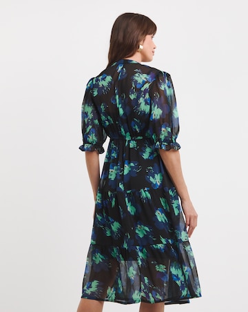 Button Through Midi Smock Dress With Camisole Slip