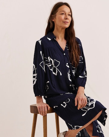 Julipa Crinkle Printed Shirt Dress
