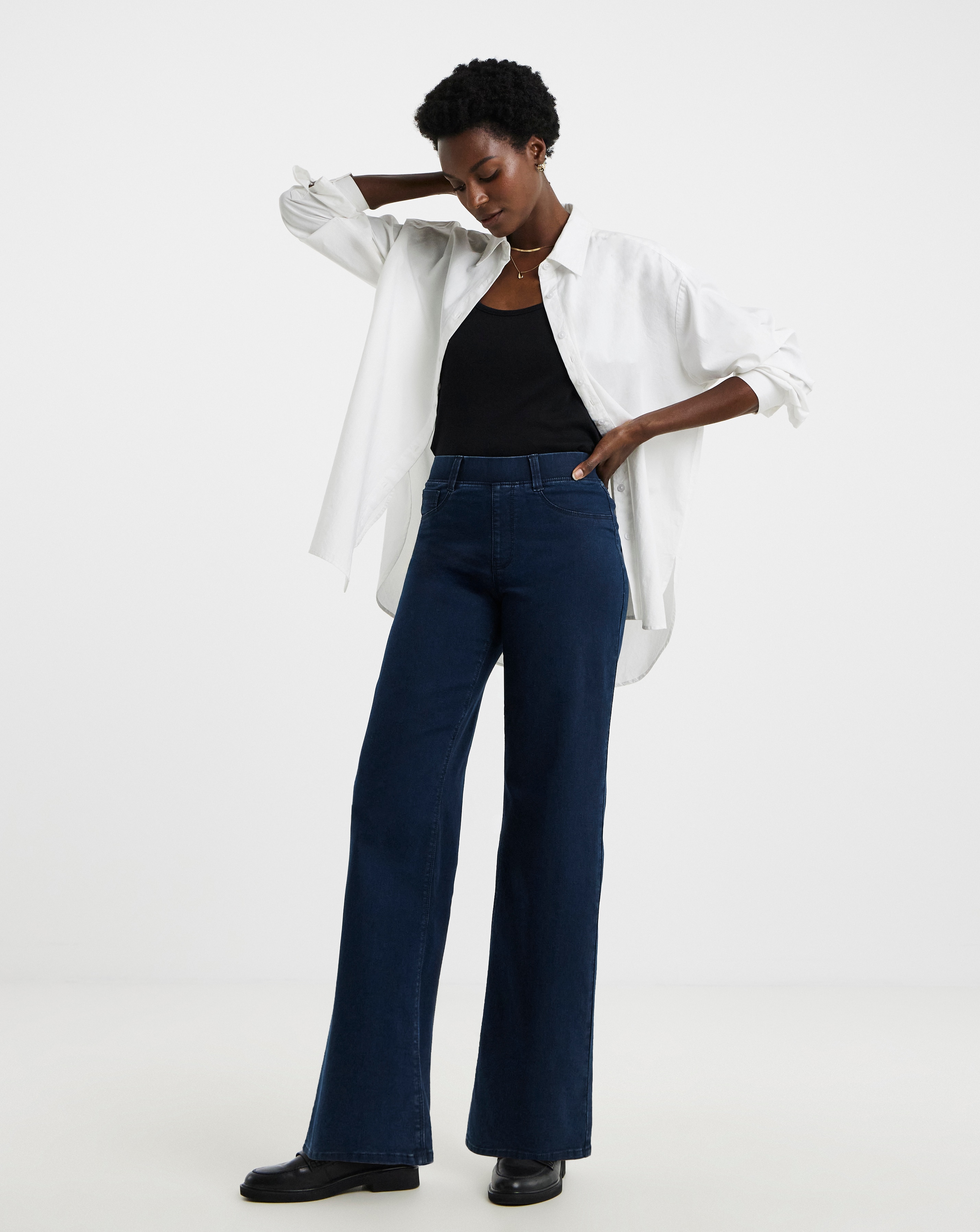 Indigo Stretch Wide Leg Jeggings