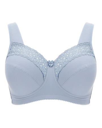 Miss Mary of Sweden Broderie Anglaise Cotton Non Wired Bra Blue