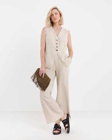 Stripe Linen Mix Longline Waistcoat