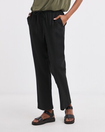 Black Linen Mix Tapered Trouser