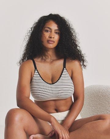 Pretty Secrets 2 Pack Knitted Stripe Comfort Tops - Black/Black Stripe