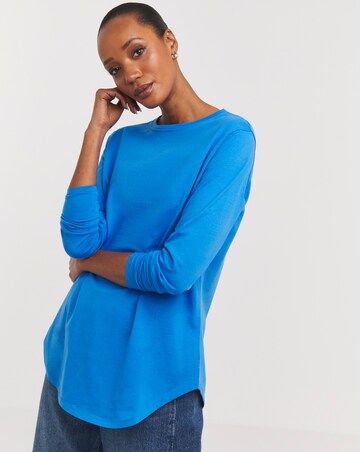 Bright Blue Longline Curved Hem Top