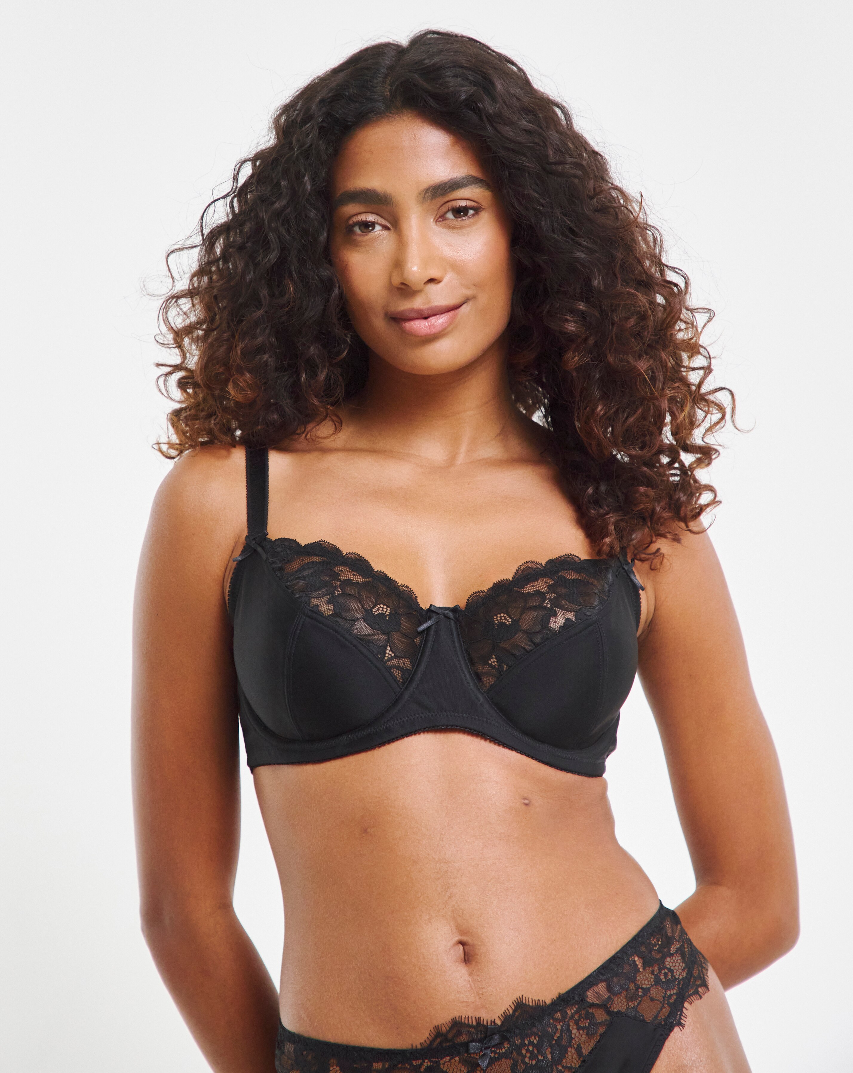 Pretty Secrets Ivy Lace Basic Balcony Bra B-F- Black