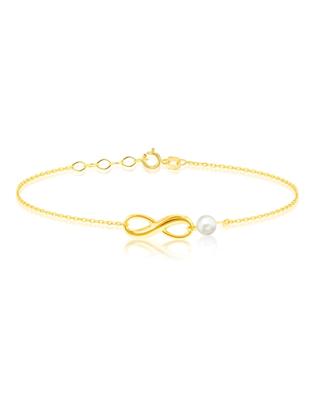 9CT Gold Infinity Bracelet With Pearl