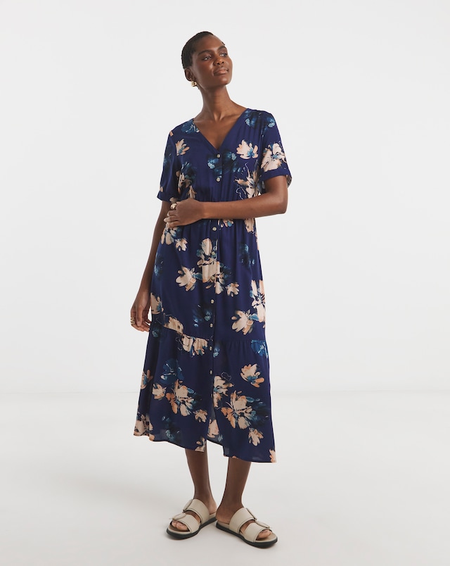 Easy Printed Button Through Dress